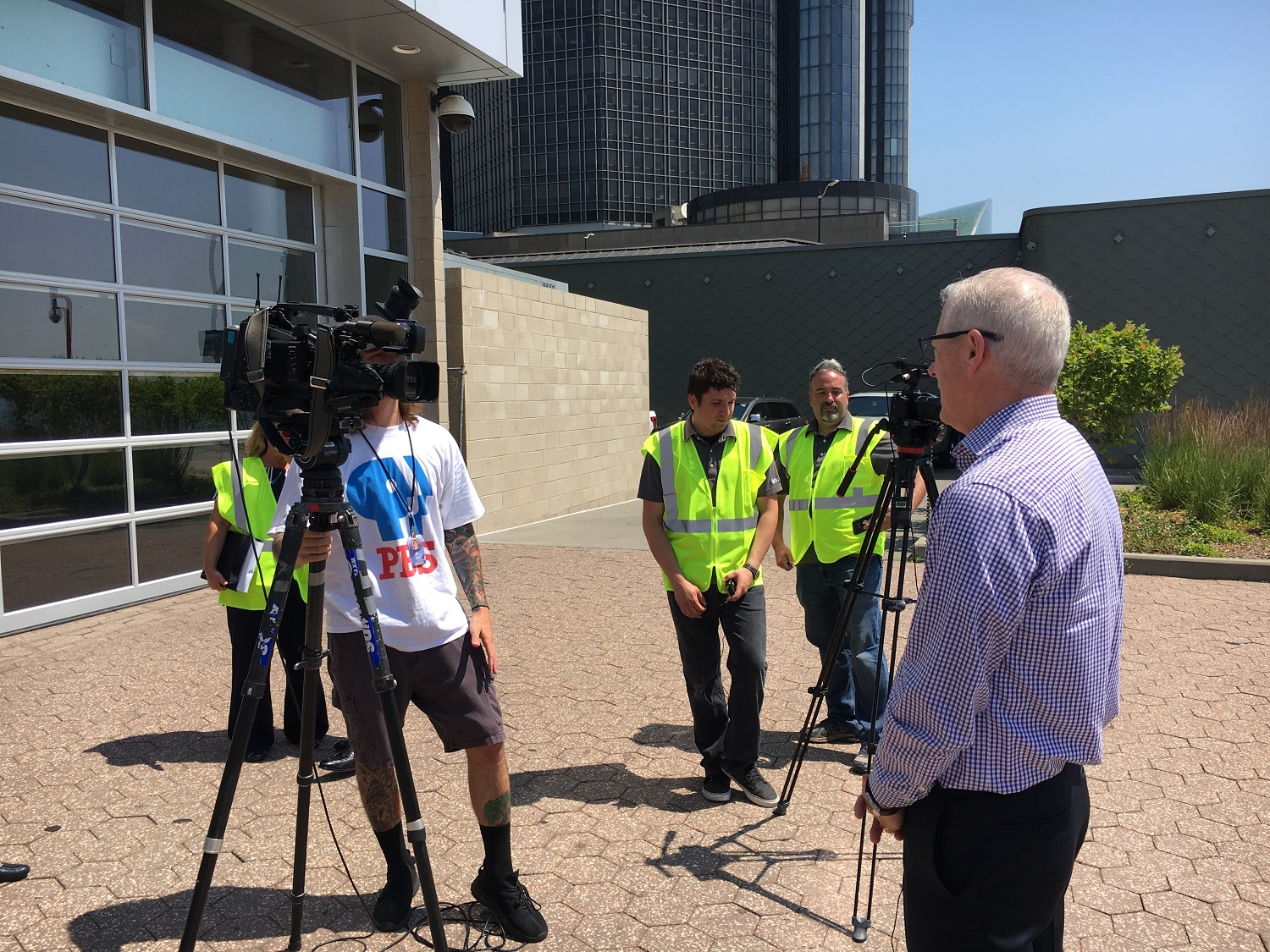 Reporters waiting for interview